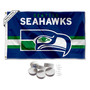 Seattle Seahawks Throwback Retro Vintage Banner Flag with Tack Wall Pads