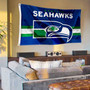 Seattle Seahawks Throwback Retro Vintage Banner Flag with Tack Wall Pads