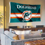 Miami Dolphins Throwback Retro Vintage Banner Flag with Tack Wall Pads