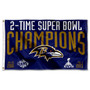 Baltimore Ravens 2 Time Super Bowl Champions 3x5 Banner Flag