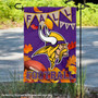 Minnesota Vikings Fall Football Leaves Decorative Double Sided Garden Flag