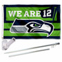 Seattle Seahawks 12th Man We are 12 Slogan Flag Pole and Bracket Kit