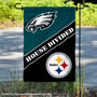 Eagles and Steelers House Divided Garden Flag