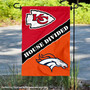 Chiefs and Broncos House Divided Garden Flag