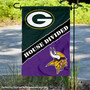 Packers and Vikings House Divided Garden Flag