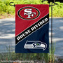 49ers and Seahawks House Divided Garden Flag