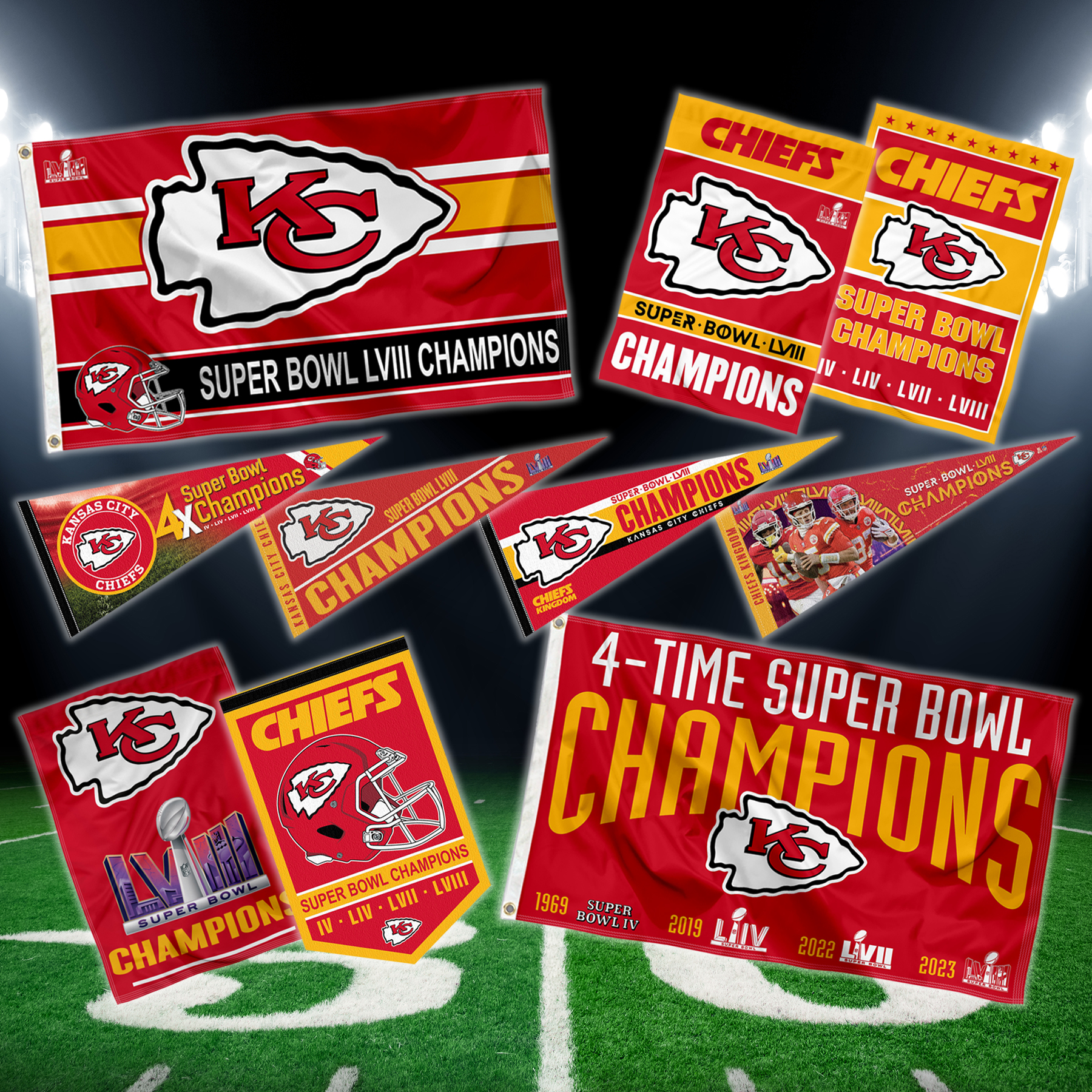 KANSAS CITY CHIEFS SUPER BOWL CHAMPS FLAGS