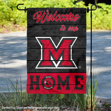 Miami Ohio RedHawks logo on a basketball court