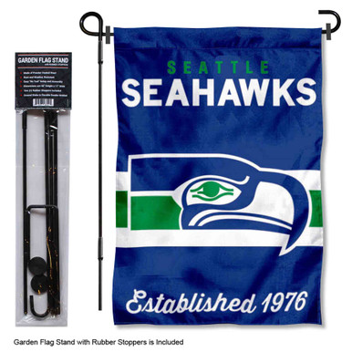 WinCraft Seattle Seahawks 12th Man Garden Flag & Pole Set - 13x18 Inch Double Sided Flag, 40 Inch Steel Stand, Yard Decor