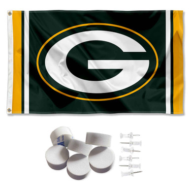 Green Bay Packers Banner Flag with Tack Wall Pads - State Street Products