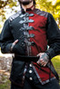 Blacktide Vest, Black/Red with Brown Leather, front view