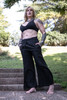 Floralace Flare Pants - Black - L/XL
