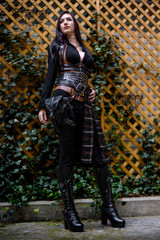 Size small shown on a 5'11 model weighing 150 lbs.  Also wearing a brandybuck half kilt and Warlock Heeled boots.