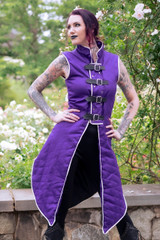 Bramblewood Long Vest - Purple with White - Medium