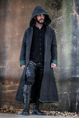 Skyfall Long Coat - Black/Dragonseye - Small