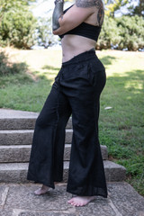 Floralace Flare Pants - Black - L/XL