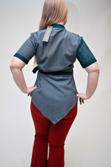 Aethervale Wrap Top - Grey/Blue - M/L