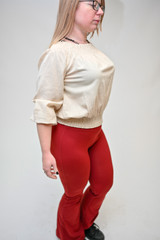 3/4 Sleeve Peasant Blouse - Ivory - Medium