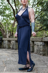 Fae Ceremonial Halter Dress - Navy, Size Medium