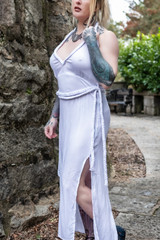 Fae Ceremonial Halter Dress - White, Size Medium