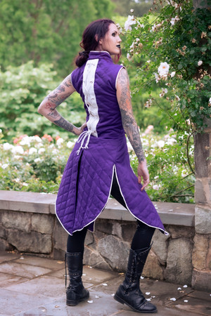 Bramblewood Long Vest - Purple with White