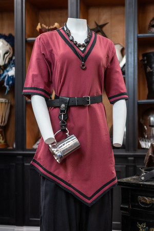 Aslaug Tunic - Red with Black Trim