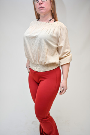 3/4 Sleeve Peasant Blouse - Ivory - Medium