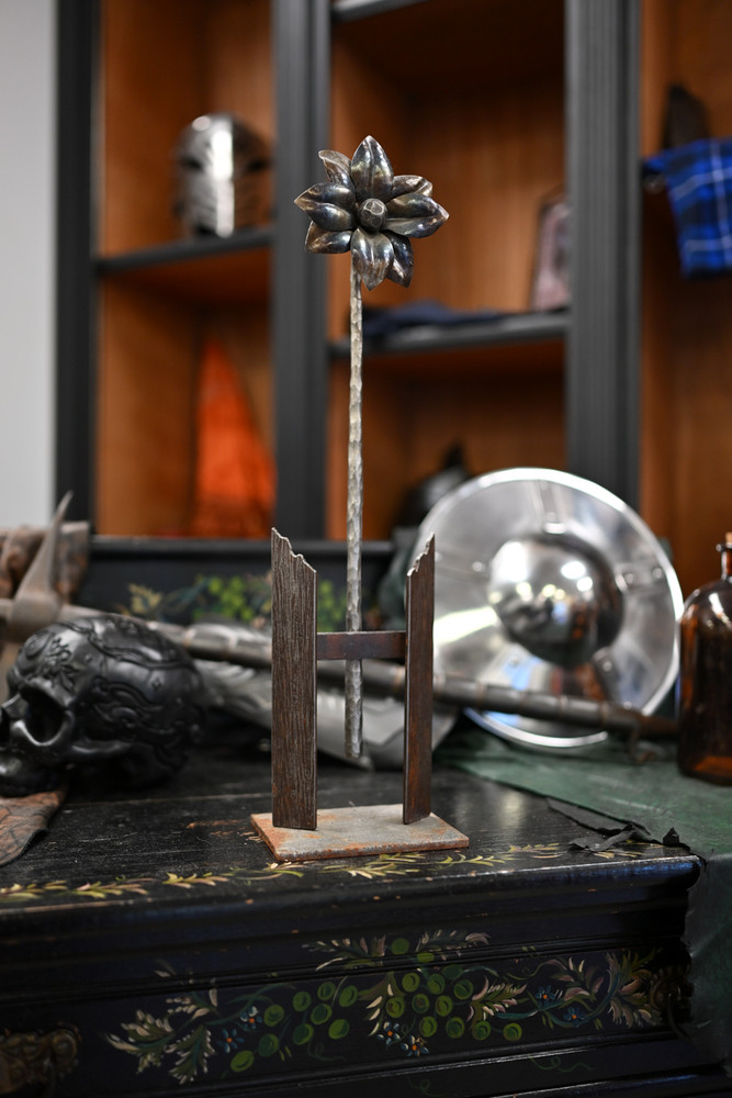 Industrial Flower Book End / Lawn Decor by Iron Antler Forge