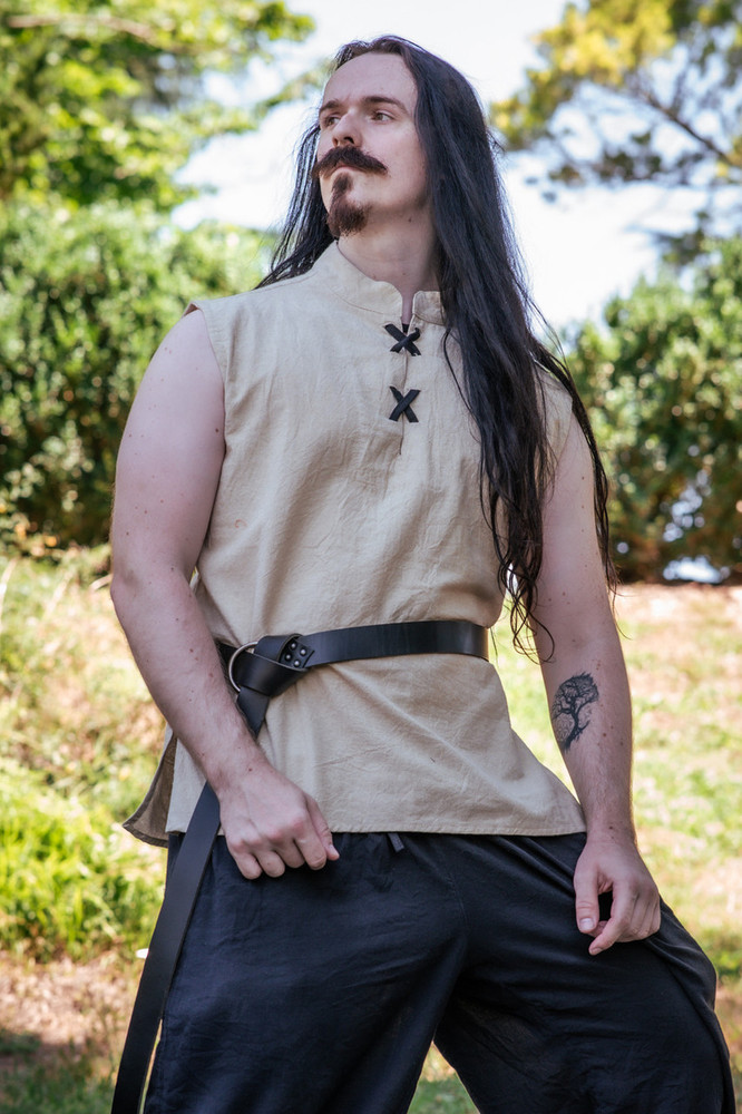 Men's Sleeveless Renaissance Tunic - Ivory, Small