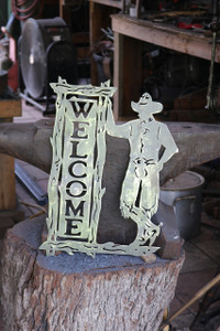cowboy welcome sign metal plasma cut western