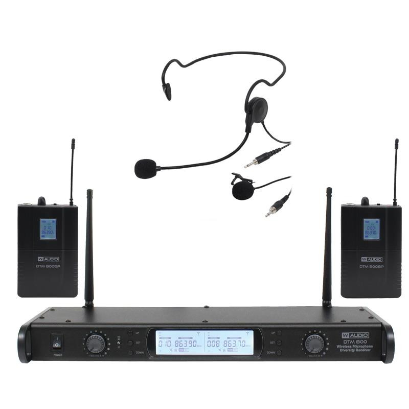 W Audio DTM 800 Dual Twin Bodypack & Headset Wireless Radio