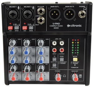 Citronic U-PAD Compact 4 Channel Audio Mixer with USB Interface Citronic U-PAD Compact 4 Channel Audio Mixer with USB Interface