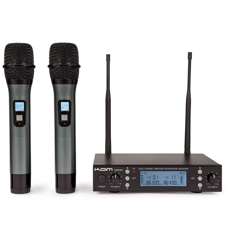 Kam KWM1940 V3 Dual Twin Channel UHF Wireless Handheld Microphone System