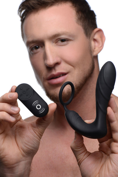 Silicone Prostate Vibrator and Strap with Remote Control