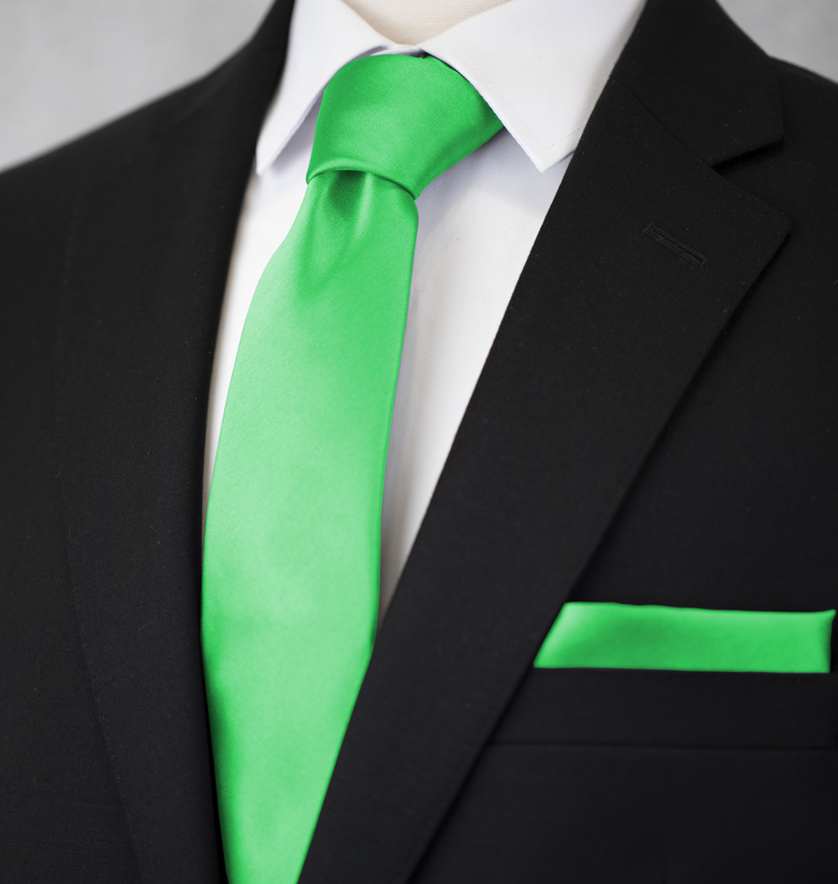 Solid Tie and Handkerchief Set Lettuce Green