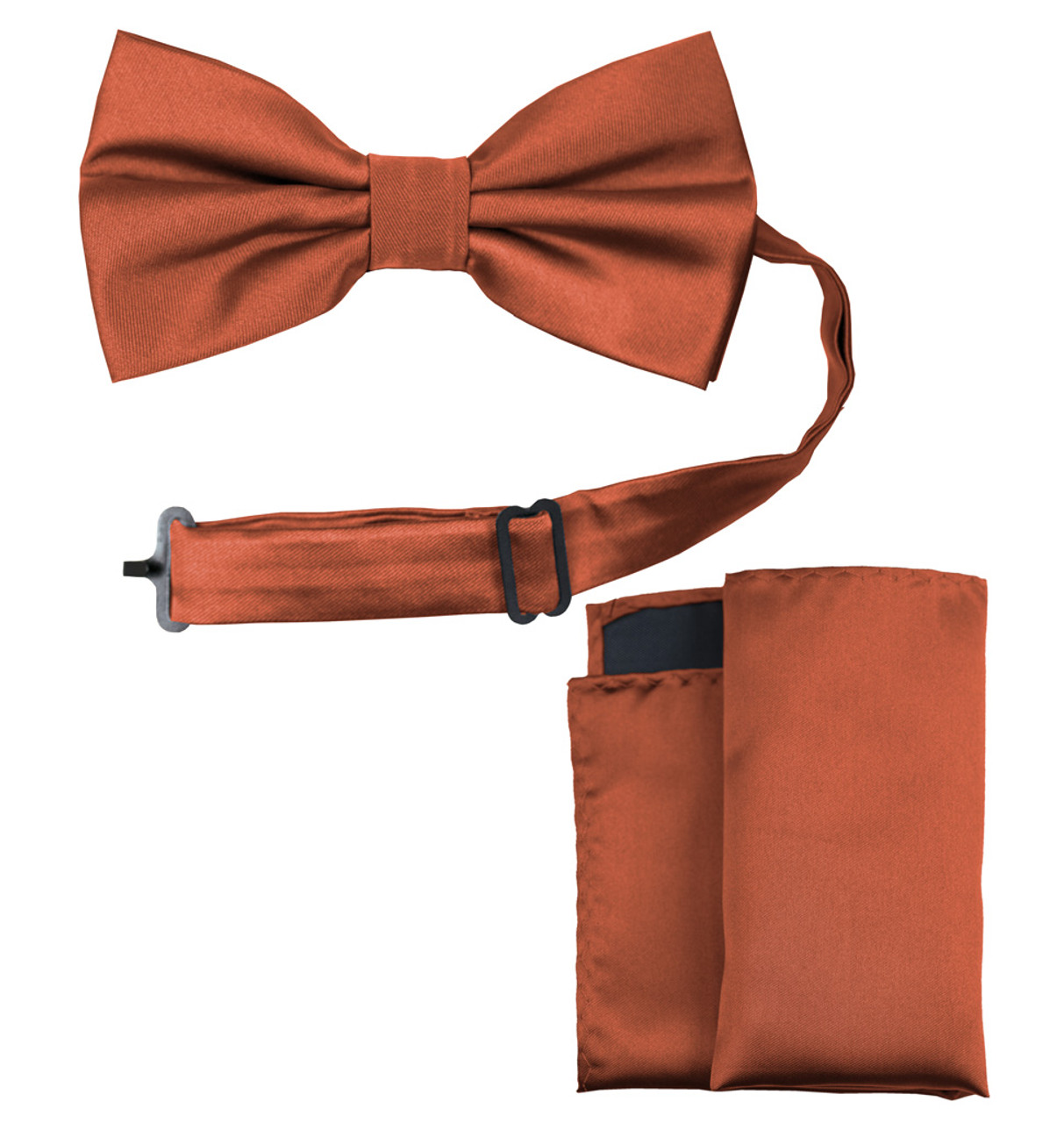 New Polyester Men/'s Solid Brown Pre-Tied Bowtie and Handkerchief for Formal Occasions