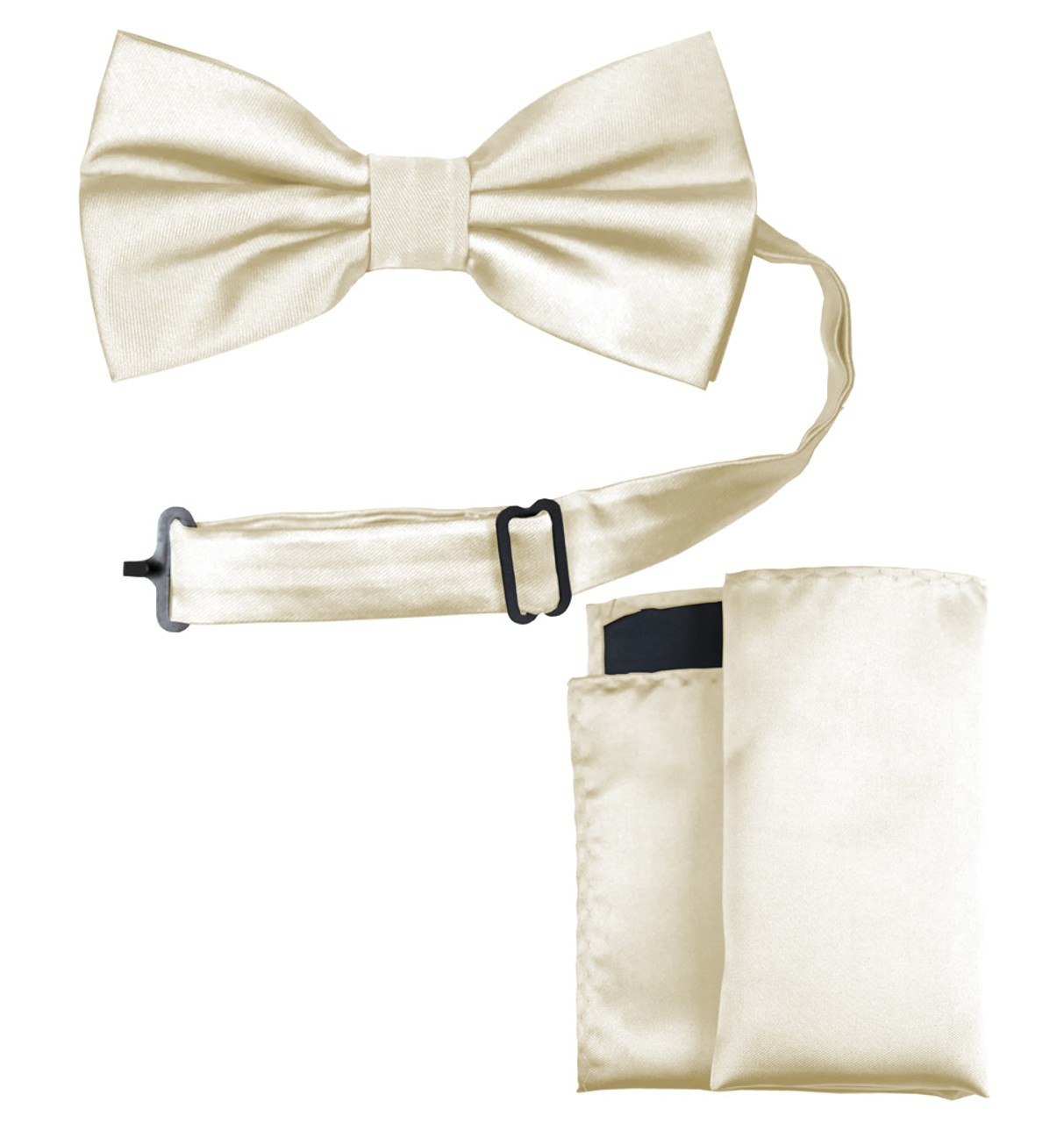 Solid Pre-tied Bow Tie with Handkerchief 