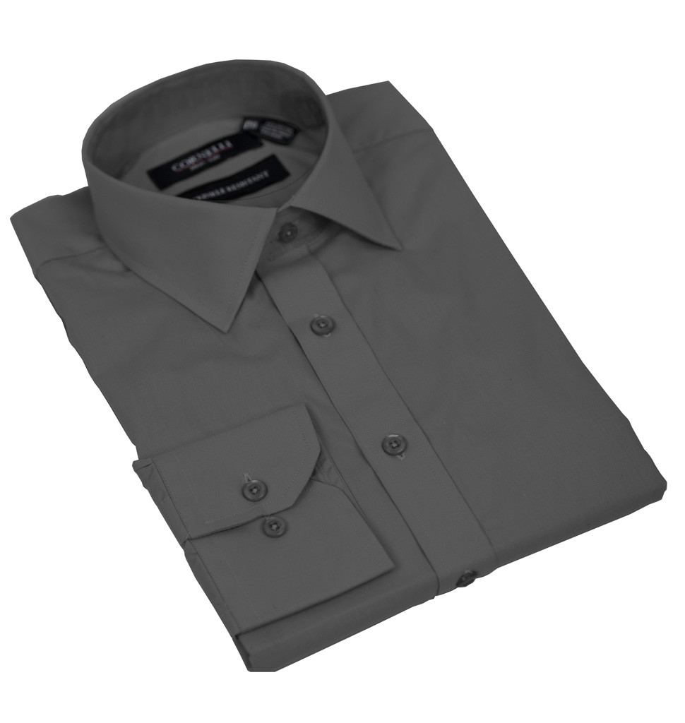 Cornelli Solid Luxury Dress Shirt Tailored Fit Charcoal