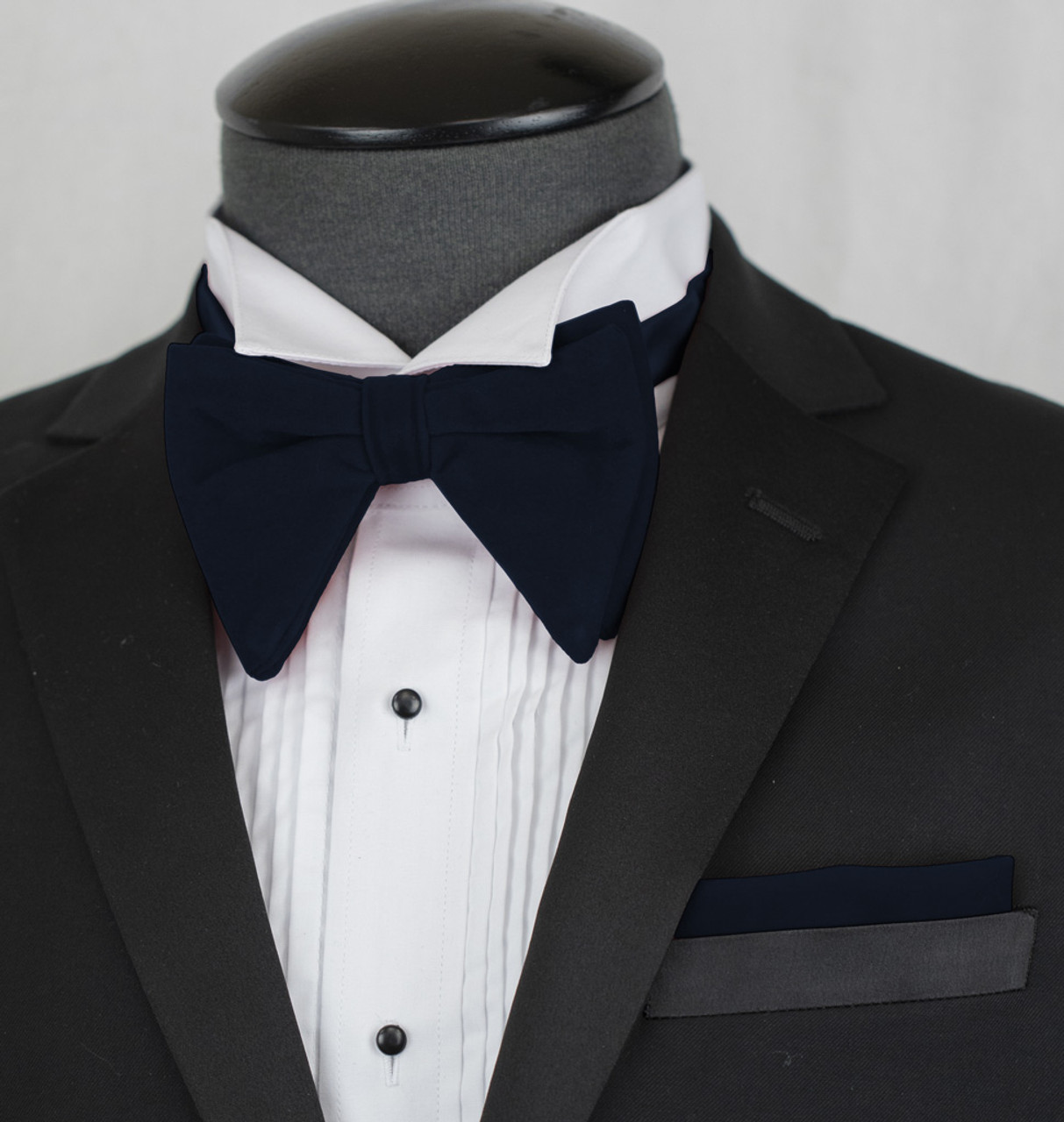 Solid Long Velvet Bow Ties with Handkerchief Clr.G