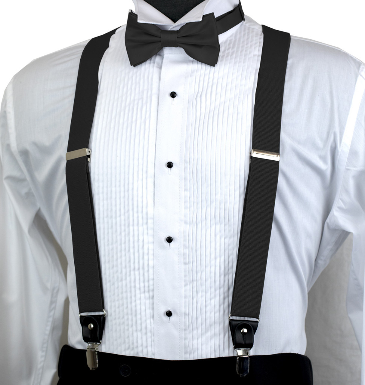 Solid Suspender Bow Tie and Handkerchief set ASS11B