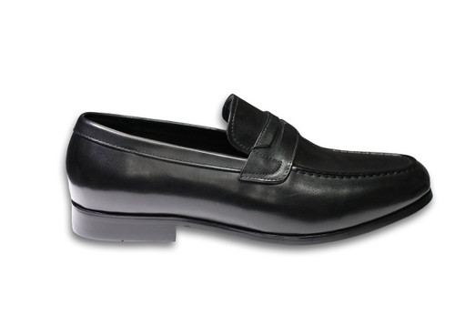 Cornelli Men's 100% Leather Upper Black Shoe - Slip On - Penny Loafer OC300BLK(OC300BLK)
