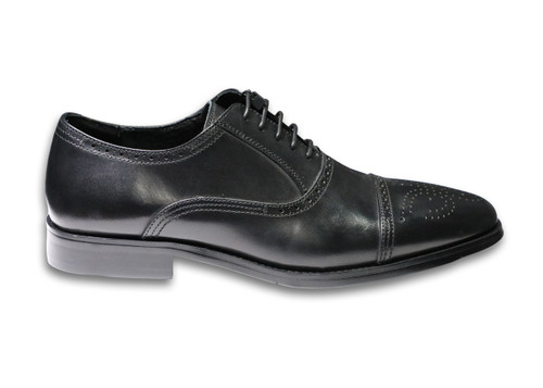 Cornelli Men's 100% Leather Upper Black Shoe - Lace Up - Brogue OC340BLK(OC340BLK)