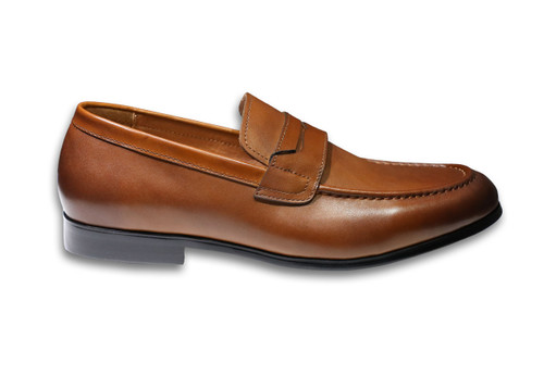 Cornelli Men's 100% Leather Upper Cognac Shoe - Slip On - Penny Loafer OC300COG(OC300COG)