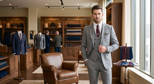 Gianelli Men's Vegan Wool Feel Light Grey Suit - Single Breasted - 2 Bttn - Vested - Slim Fit -  S181S2V5SLLGY