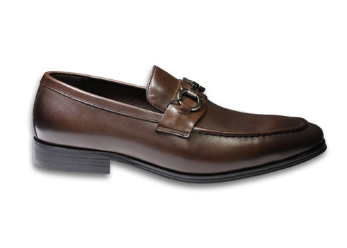Cornelli Men's 100% Leather Upper Dark Brown Shoe - Slip On - Bit Loafer OC315DBR(OC315DBR)