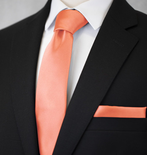 peach and black tie