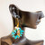 Boucles d'oreilles Guirlande de Turquoise avec Crochets Plaqués Or