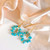 Boucles d'oreilles Guirlande de Turquoise avec Crochets Plaqués Or