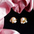 boucles d'oreilles uniques en perles d'eau douce et billes plaqué or, design d'exception