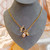 collier fermoir à bascule bambou perle baroque violette coquillage zircon design chic placage or